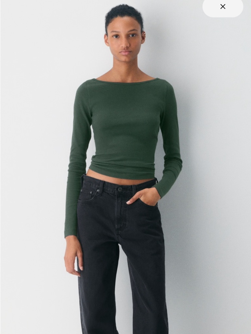Aritzia homestretch boatneck long sleeve top green new with tags small